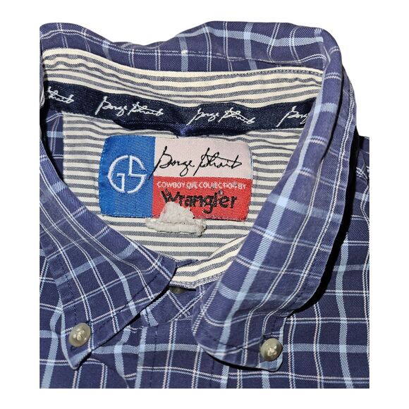 George Strait Wrangler Button Down Long Sleeve Men's XL Blue Western Cowboy - Picture 2 of 5